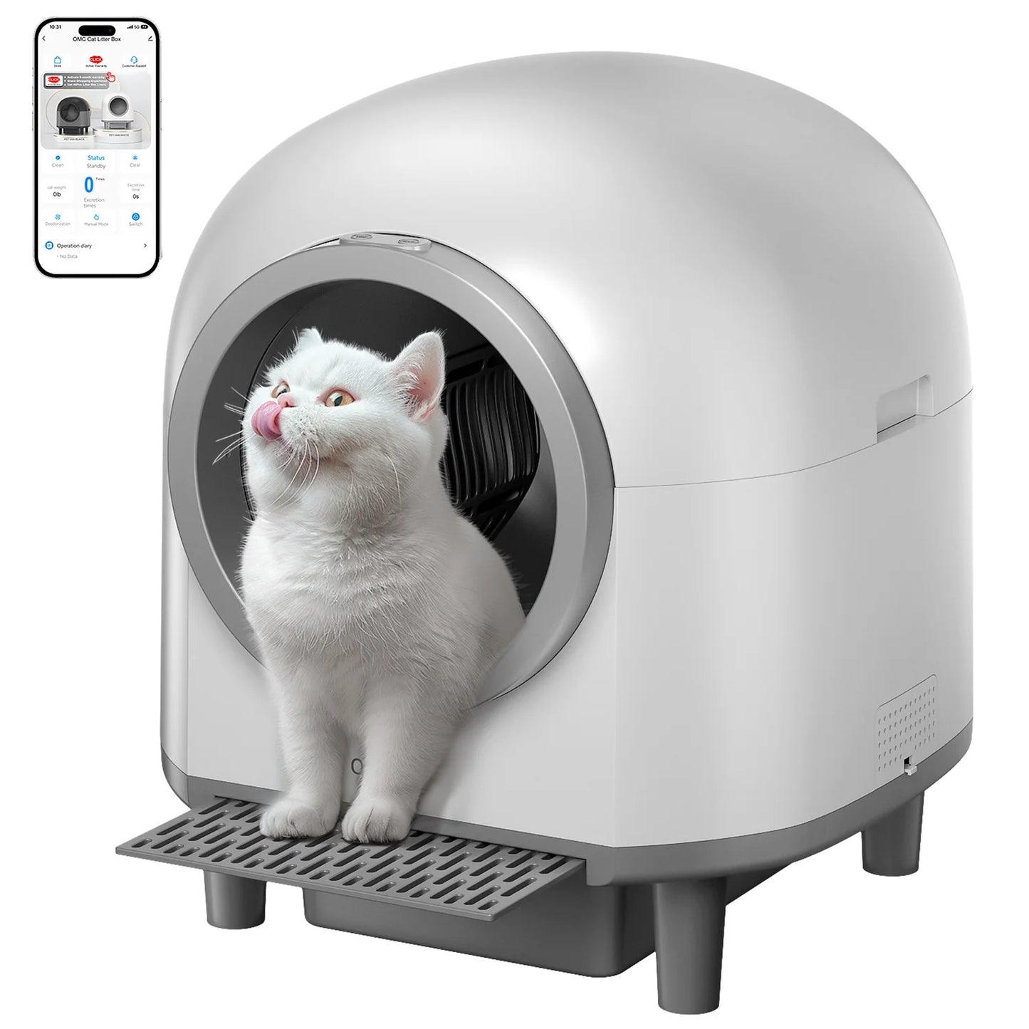 OMC-M1 Self Cleaning Automatic Cat Litter Box Toilet for 1.5-8Kg Cat Trash Bag Litter Smart Cat Travel Toilet App Control Tray