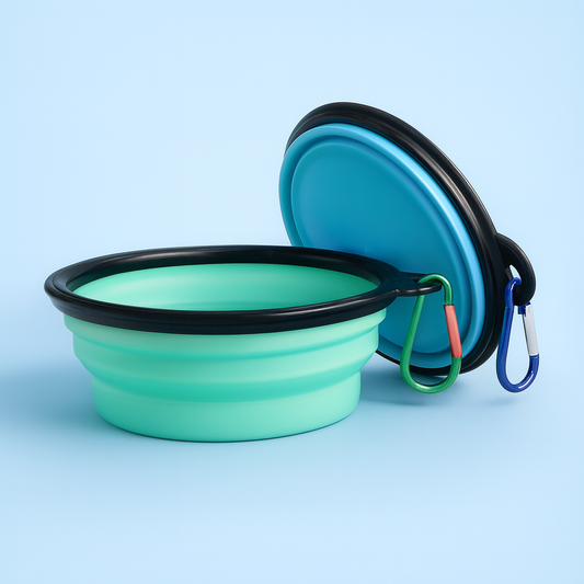 Collapsible Pet Dog Bowls 2 Pack, (Light Blue+Light Green)