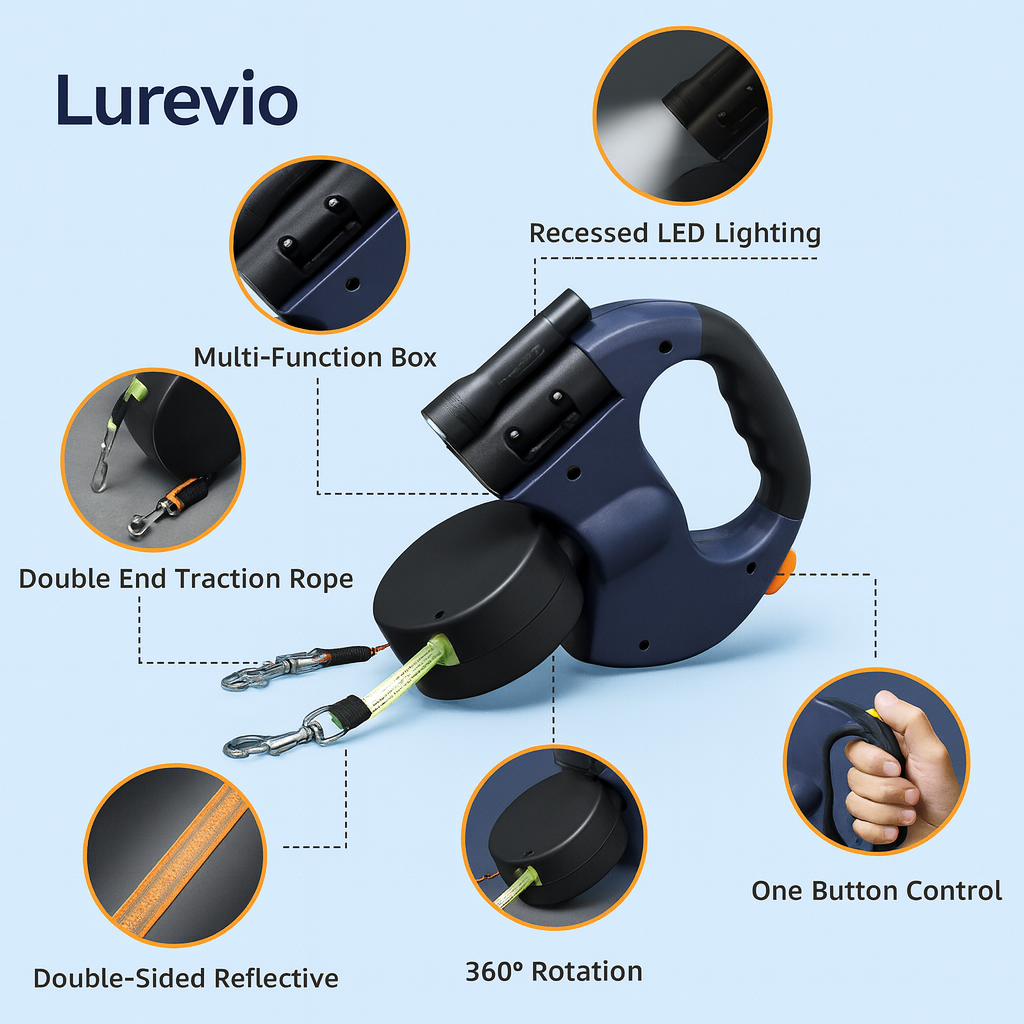 Lurevio Dual Retractable 360° Swivel Dog Leash